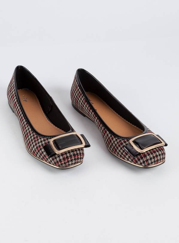 Check Square Toe Ballerina Pumps - 3